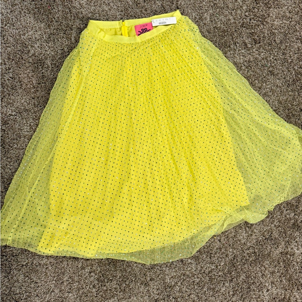 J. Crew Yellow Mesh Midi Skirt